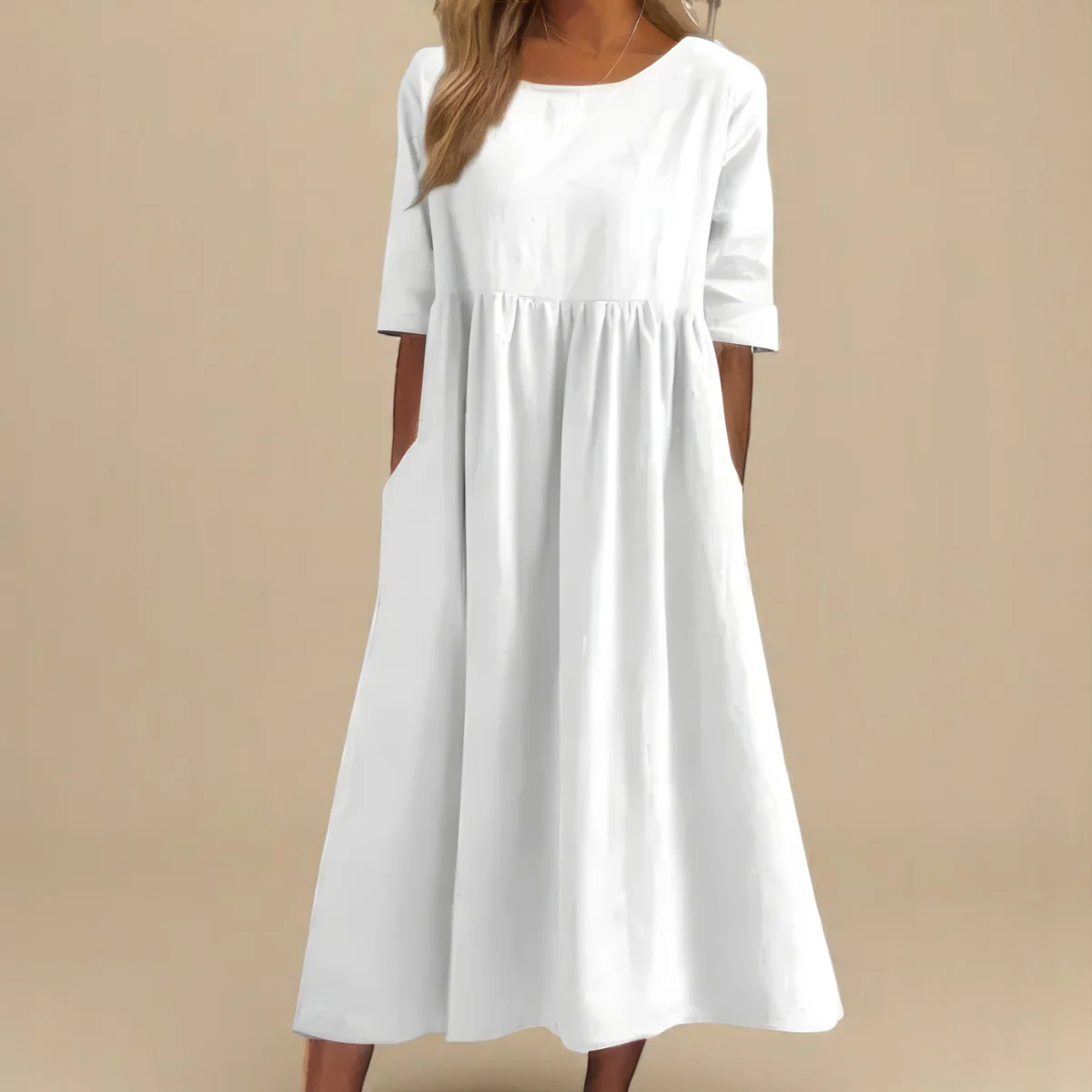 BreezyCharm - Cotton-Linen Summer Dress