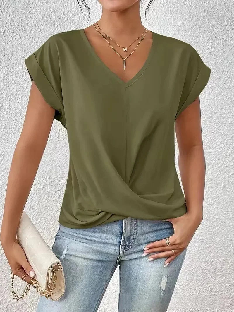 EleganzaWear - V-Neck Summer Tee