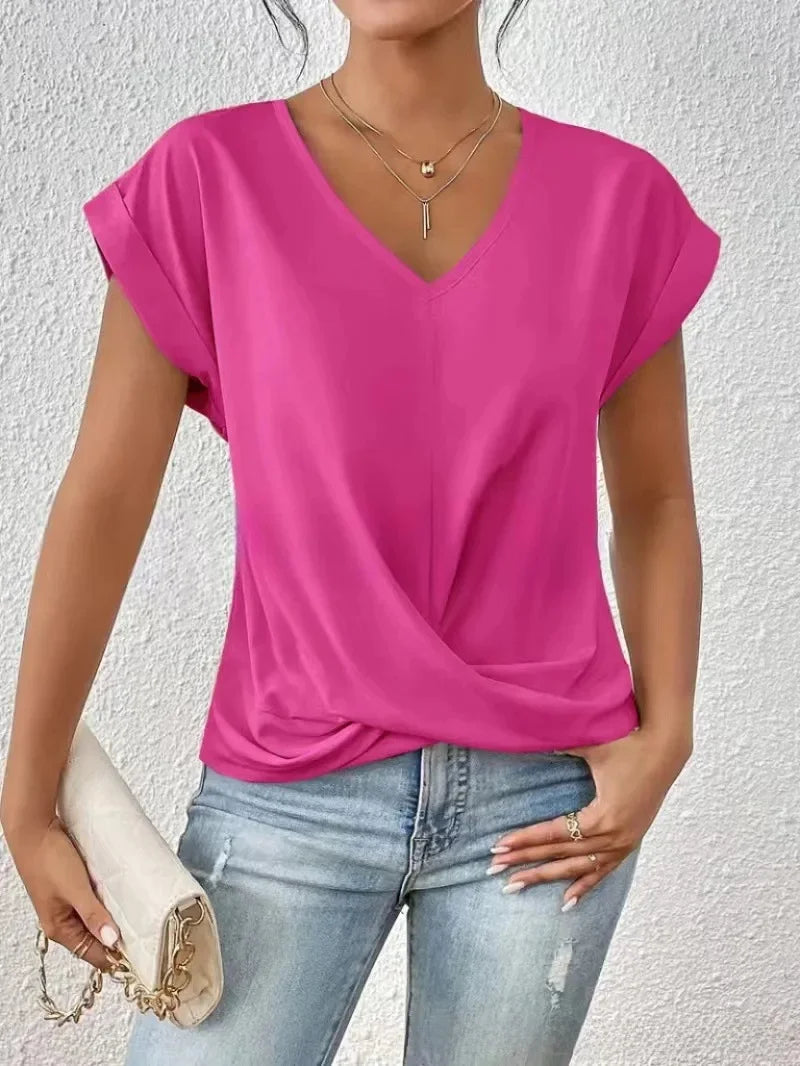 EleganzaWear - V-Neck Summer Tee