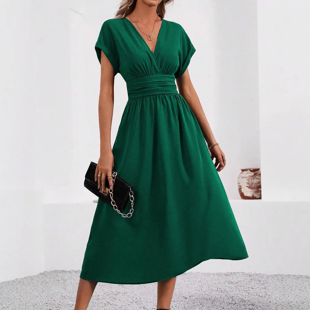 Solisse - Pleated V-Neck Dress
