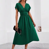 Solisse - Pleated V-Neck Dress