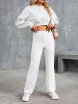 Feemella - Women's High-Waist Straight-Leg Casual Sweatpants