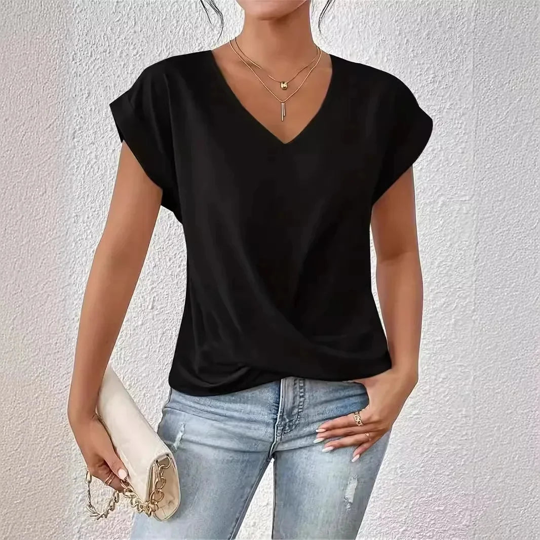 EleganzaWear - V-Neck Summer Tee