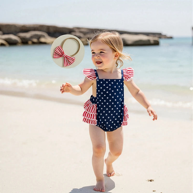 StarSpangle - Girls Patriotic Romper Set