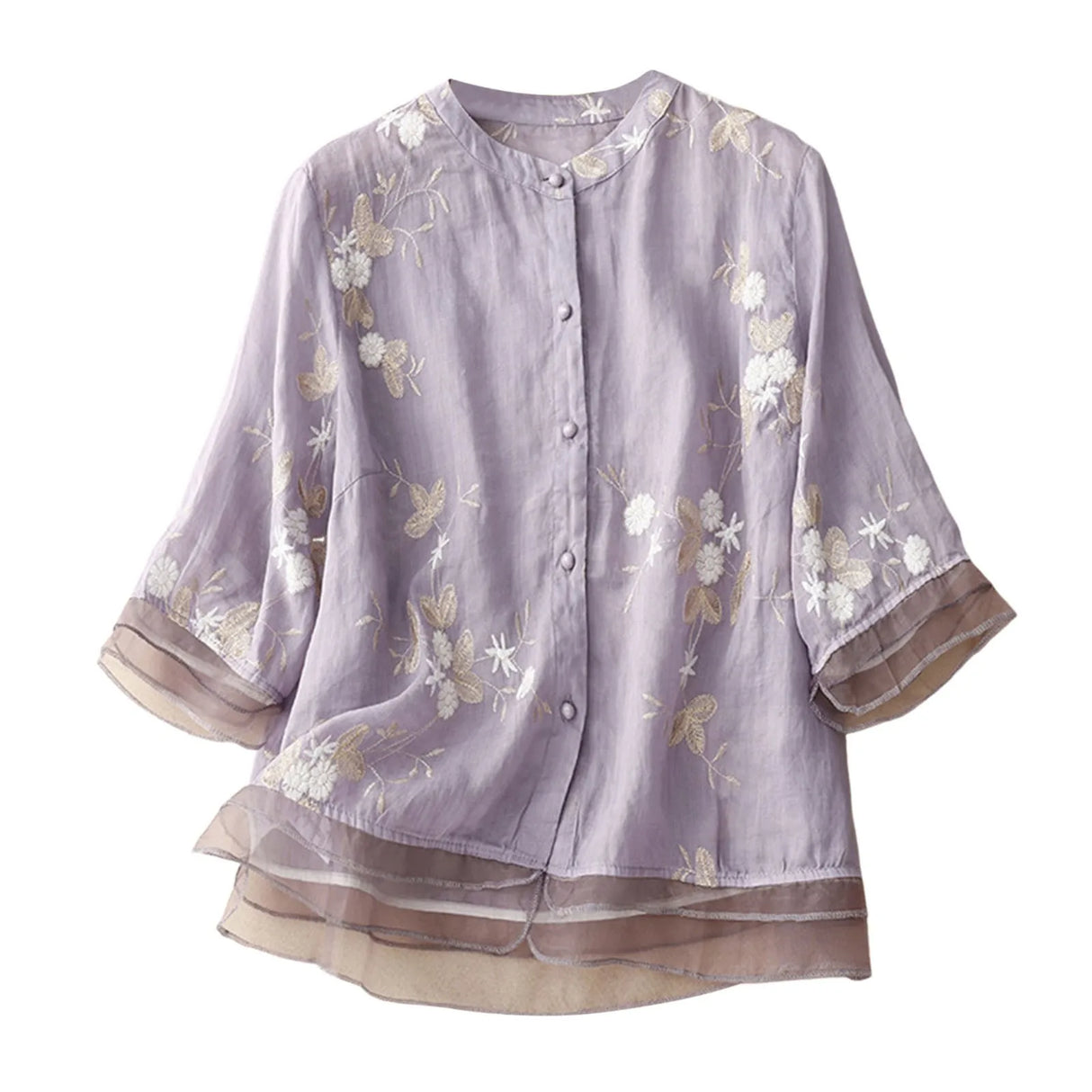 LoomMuse - Vintage Embroidered Cotton Blouse