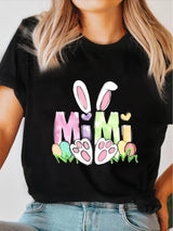 Carotext - Women's Easter Bunny Graphic Short Sleeve T- Shirt