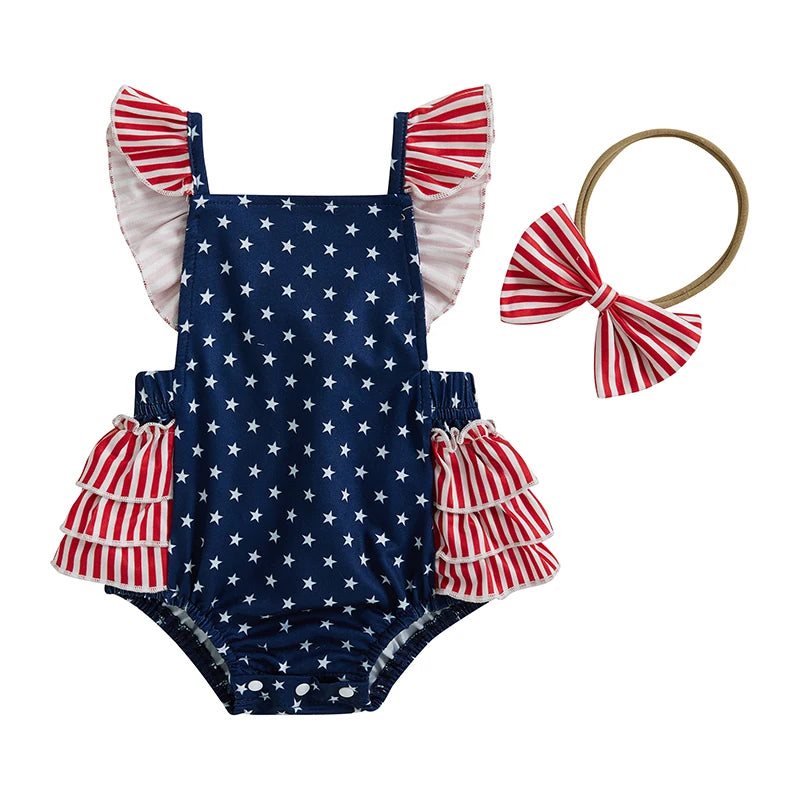 StarSpangle - Girls Patriotic Romper Set