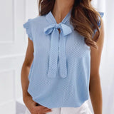 DotBliss - Sleeveless Bow Blouse