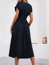 Solisse - Pleated V-Neck Dress