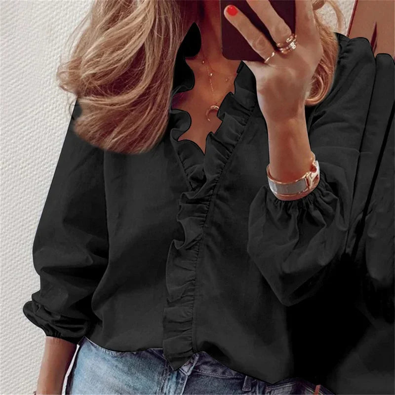 EleganceEase - Women's White Blouse