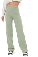 Feemella - Women's High-Waist Straight-Leg Casual Sweatpants