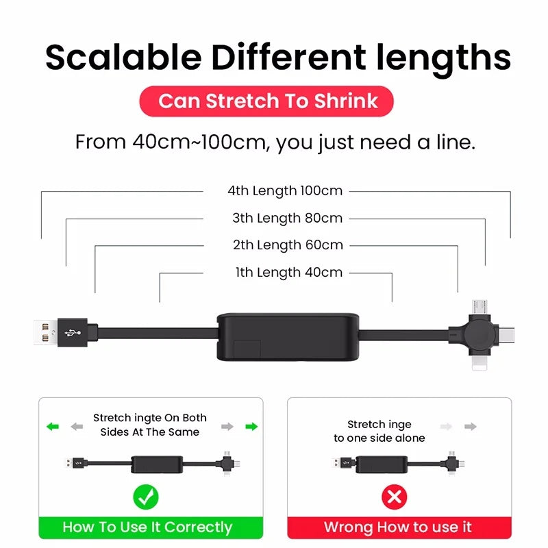 FlexiCharge - 3-in-1 Retractable Cable
