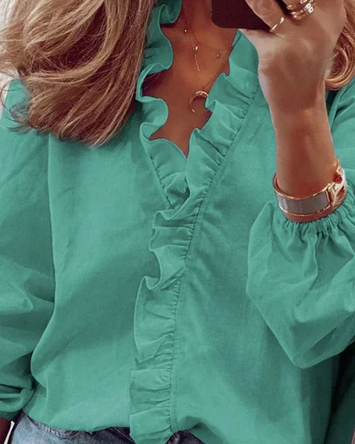 EleganceEase - Women's White Blouse