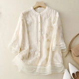 LoomMuse - Vintage Embroidered Cotton Blouse