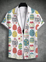 Holibon - Unisex Easter Rabbit Egg Print Short Sleeve Shirt.