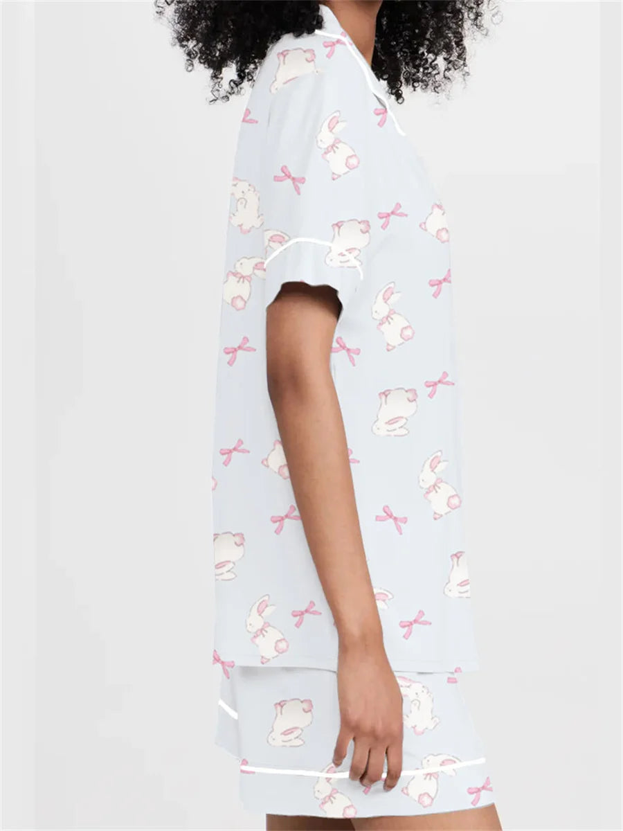 Femikko - Adorable Bunny Print Pajama Set for Women