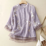 LoomMuse - Vintage Embroidered Cotton Blouse
