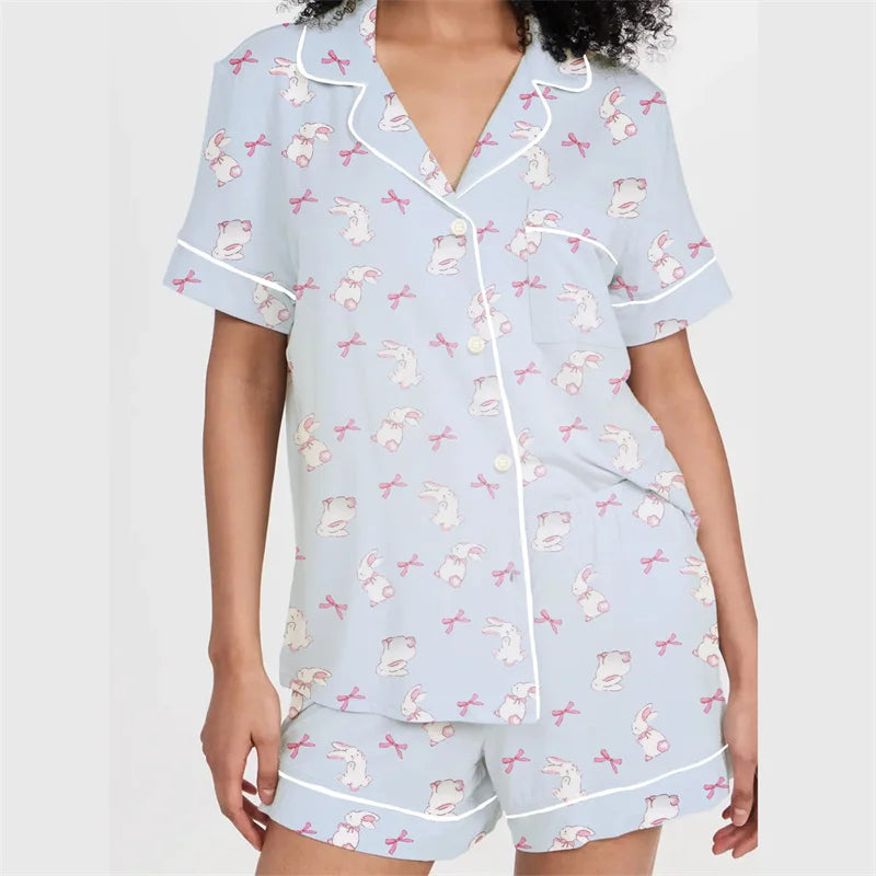 Femikko - Adorable Bunny Print Pajama Set for Women