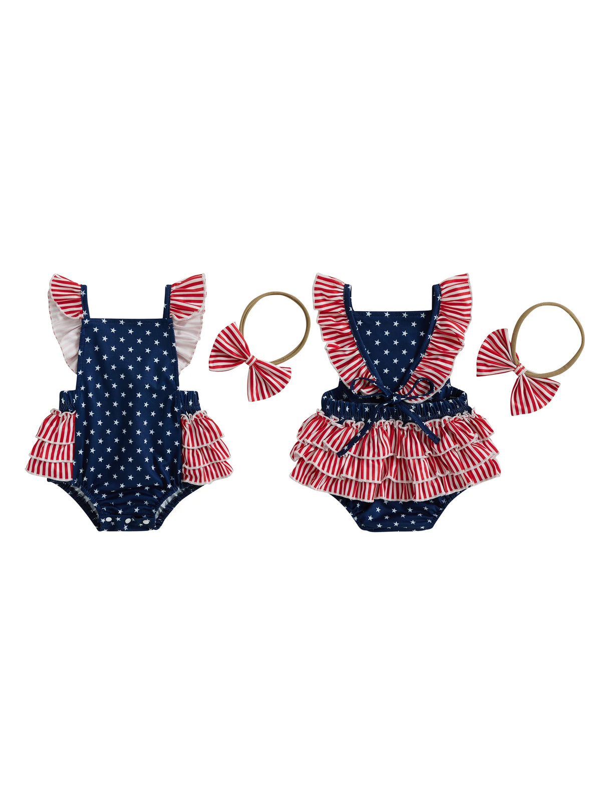 StarSpangle - Girls Patriotic Romper Set