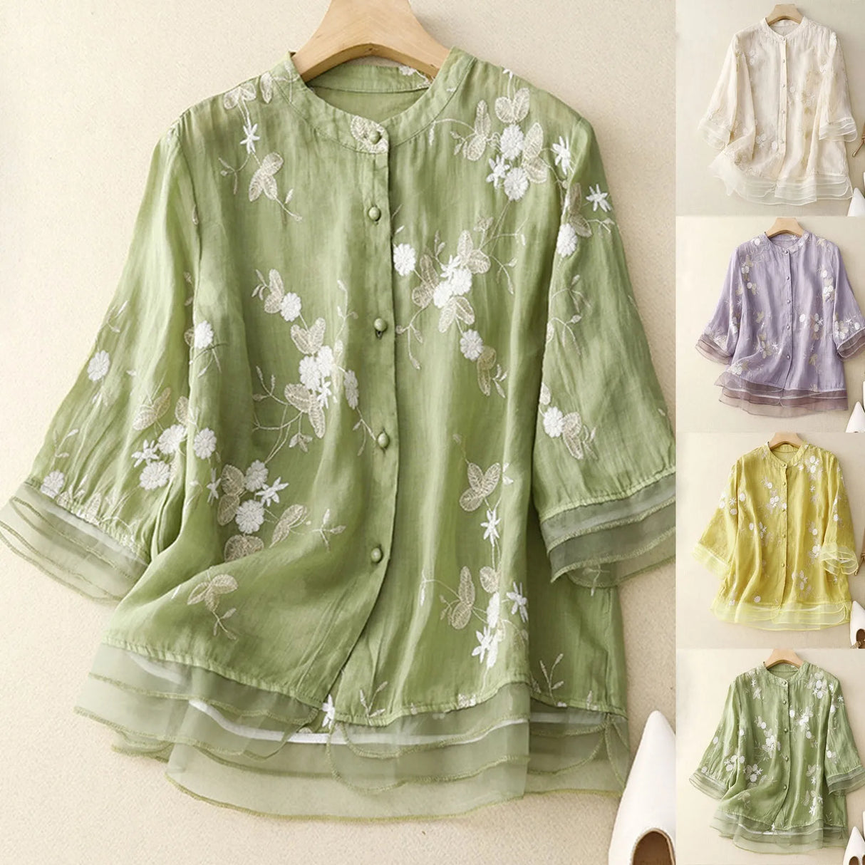 LoomMuse - Vintage Embroidered Cotton Blouse
