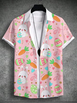 Holibon - Unisex Easter Rabbit Egg Print Short Sleeve Shirt.