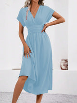 Solisse - Pleated V-Neck Dress