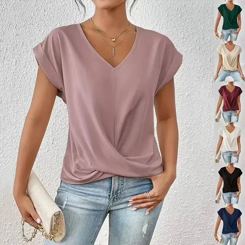 EleganzaWear - V-Neck Summer Tee