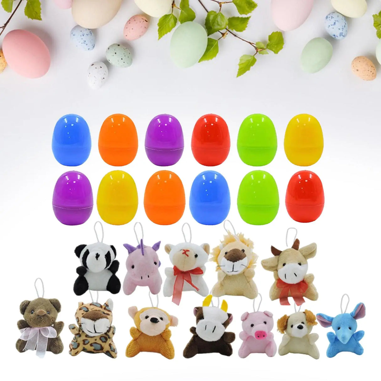 Teddydeco - Prefilled Easter Eggs, Filled with Plush Animal Toys (12 Pcs)