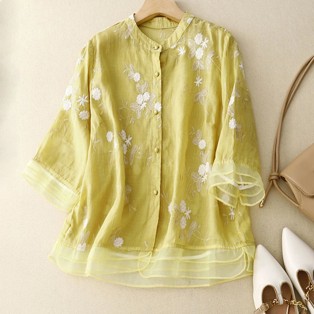 LoomMuse - Vintage Embroidered Cotton Blouse