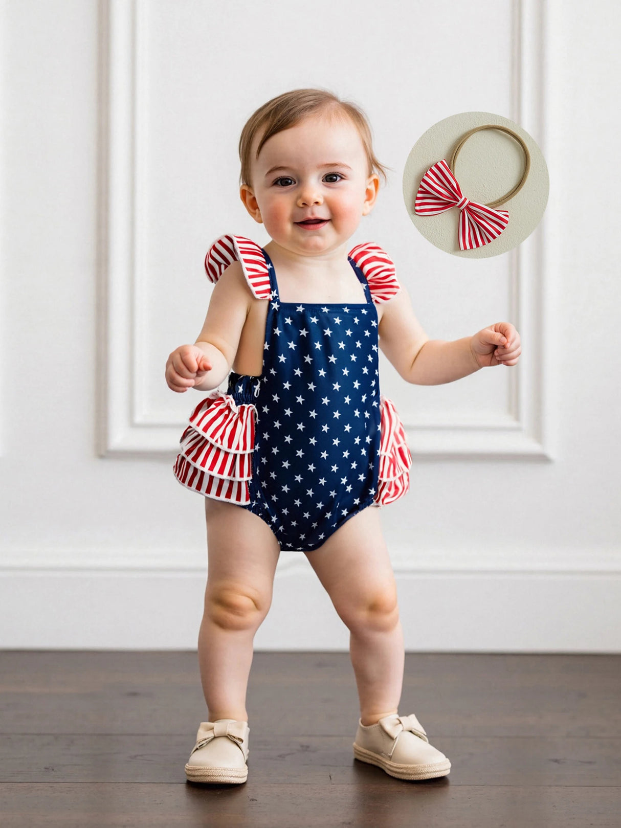 StarSpangle - Girls Patriotic Romper Set
