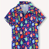 Egglor - Boy's Easter Egg Print Short Sleeve Summer Shirt