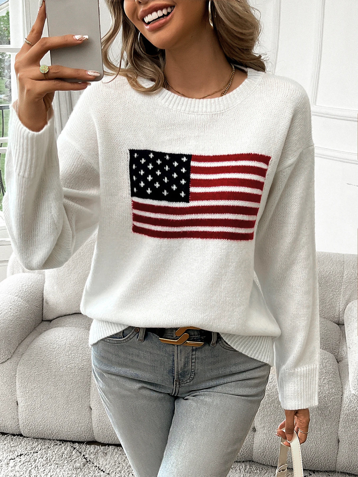 StarSwept - Flag Print Sweater
