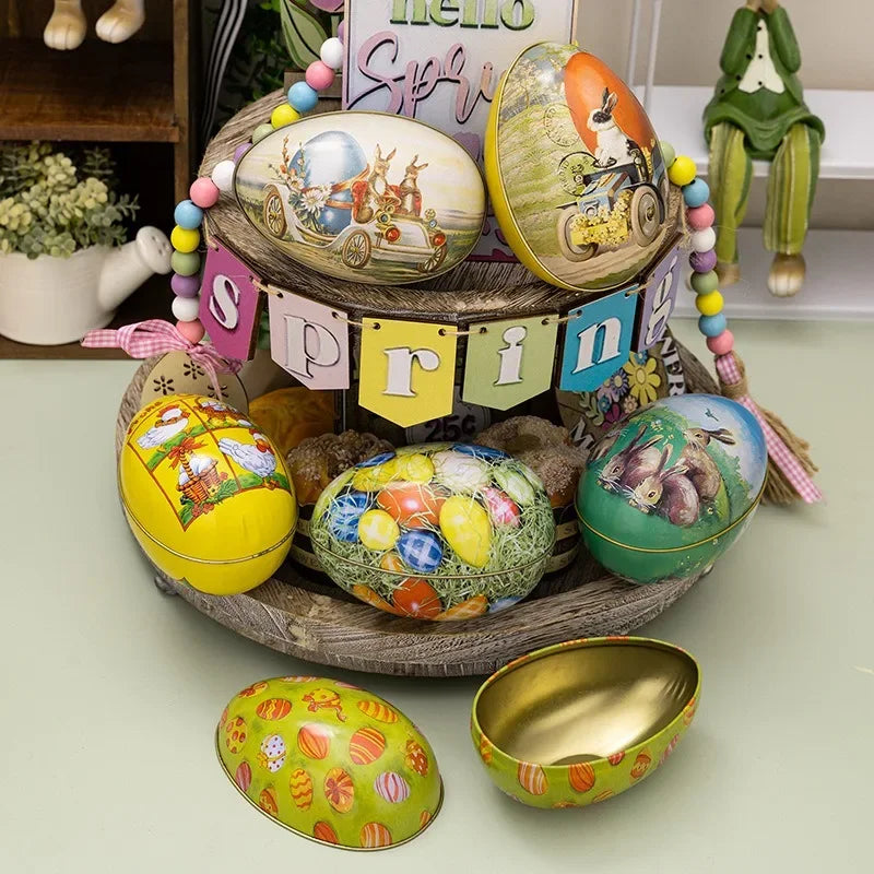 BunZilla - Colorful Easter Egg Candy Box with Rabbit and Chick