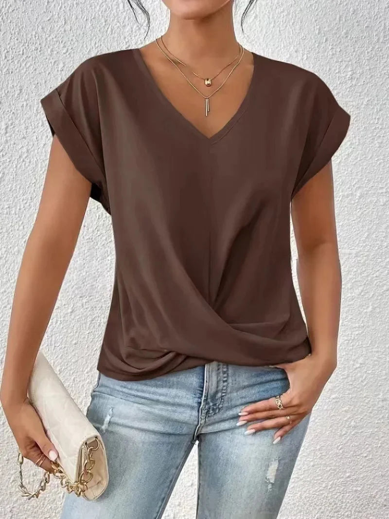 EleganzaWear - V-Neck Summer Tee