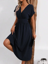 Solisse - Pleated V-Neck Dress