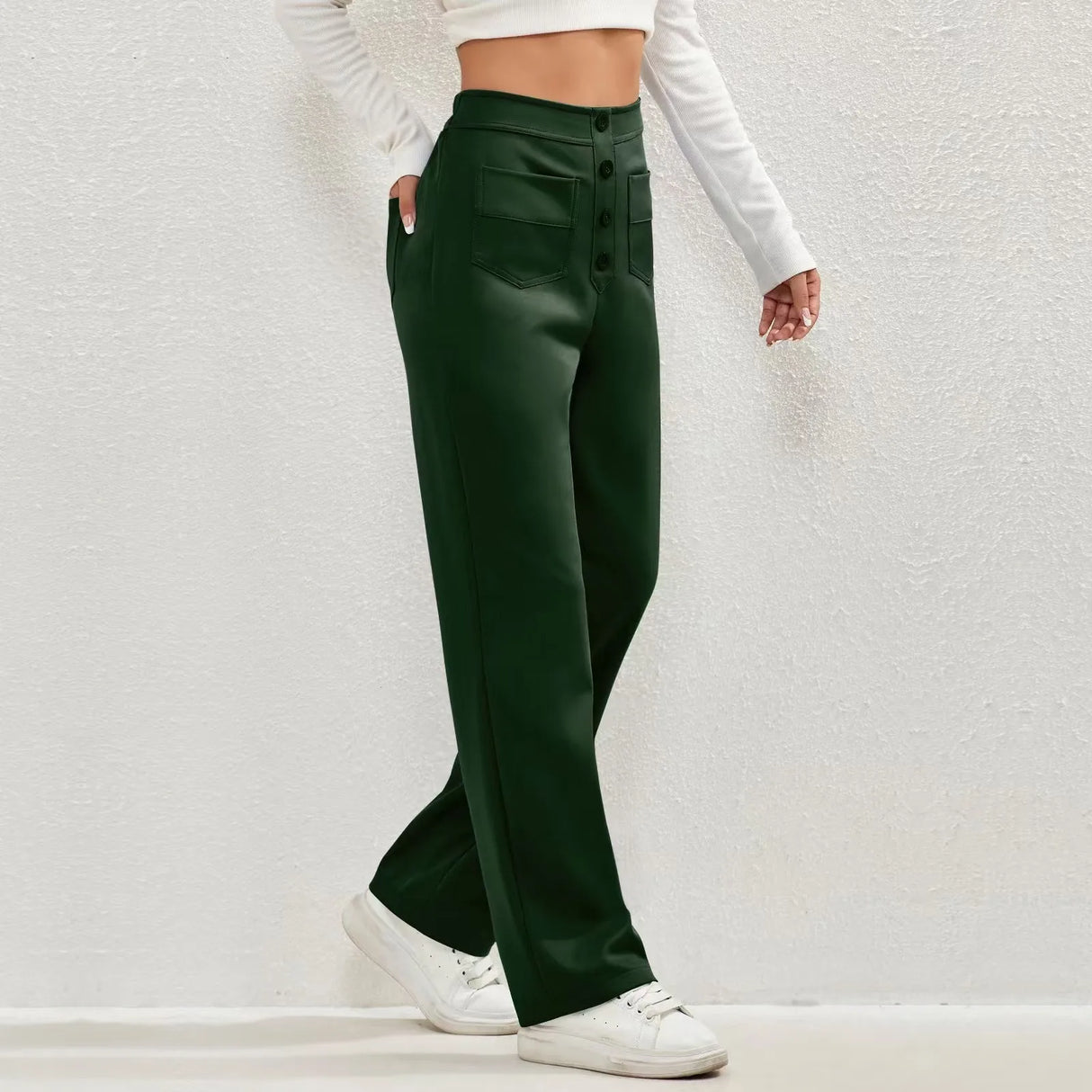 Feemella - Women's High-Waist Straight-Leg Casual Sweatpants