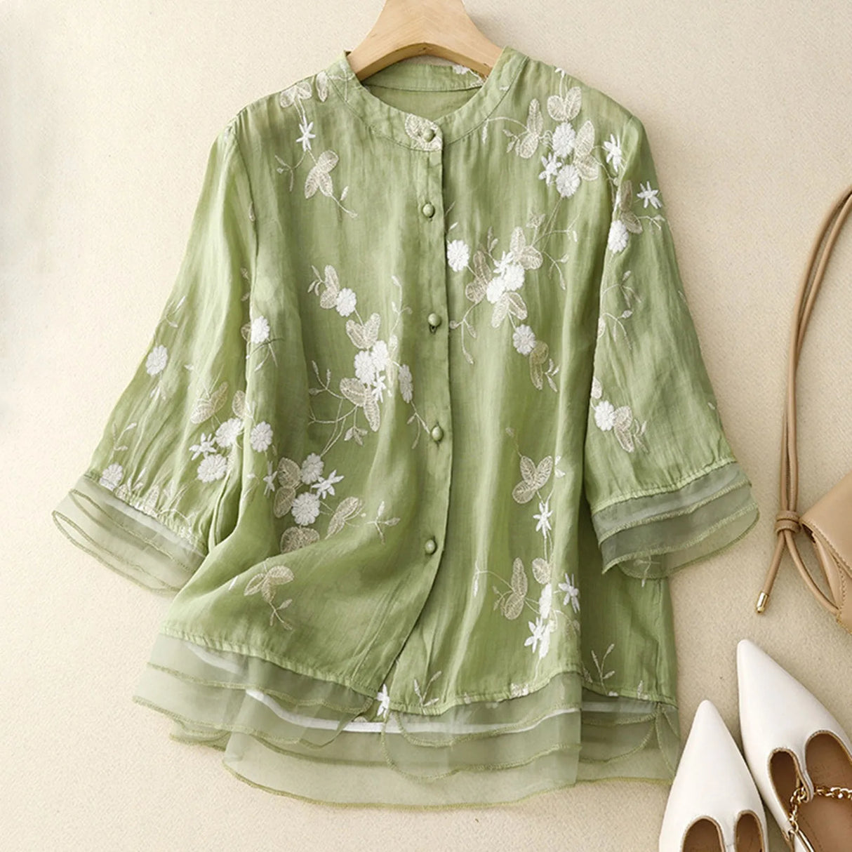 LoomMuse - Vintage Embroidered Cotton Blouse