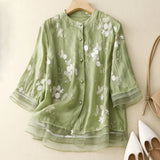LoomMuse - Vintage Embroidered Cotton Blouse