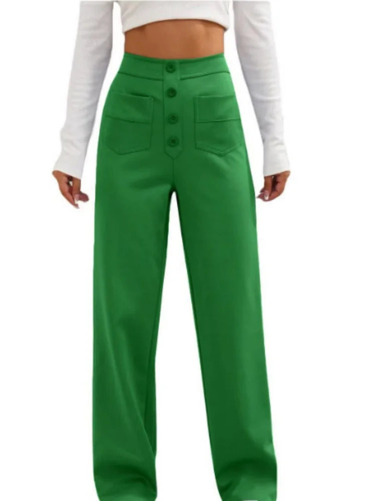 Feemella - Women's High-Waist Straight-Leg Casual Sweatpants