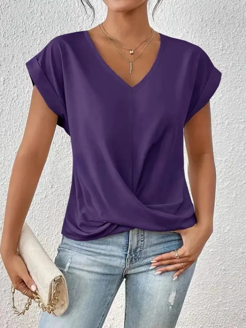 EleganzaWear - V-Neck Summer Tee
