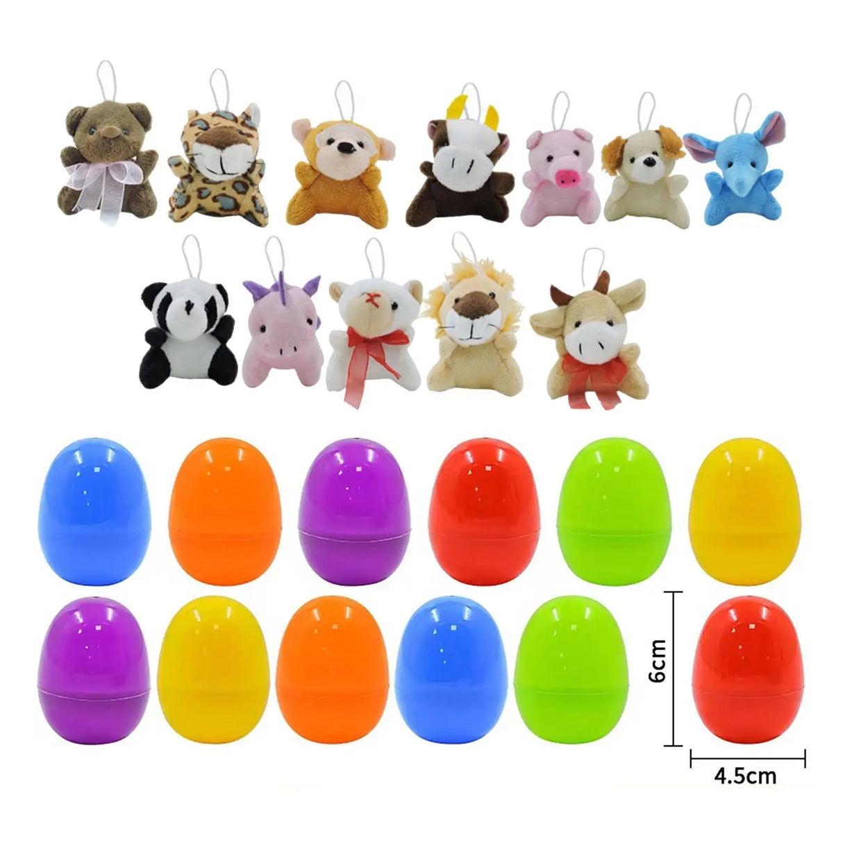 Teddydeco - Prefilled Easter Eggs, Filled with Plush Animal Toys (12 Pcs)