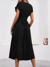 Solisse - Pleated V-Neck Dress