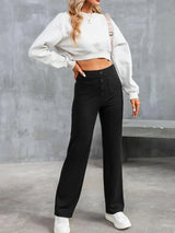 Feemella - Women's High-Waist Straight-Leg Casual Sweatpants