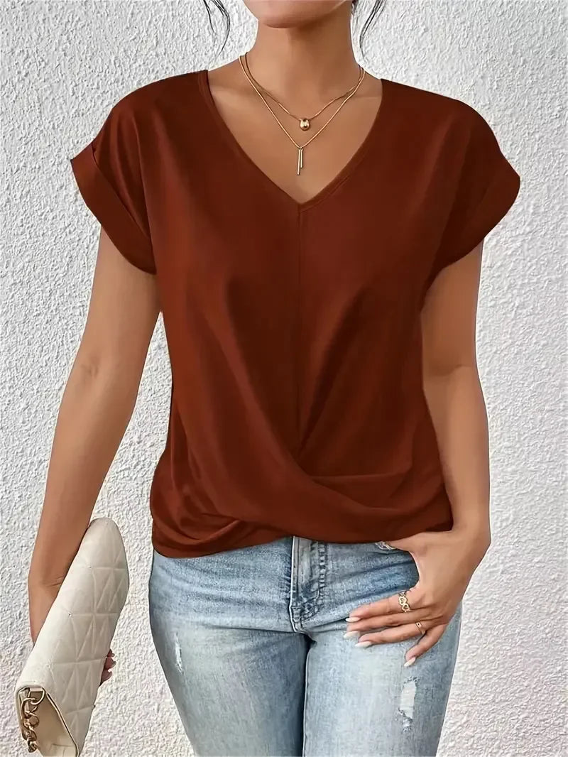 EleganzaWear - V-Neck Summer Tee