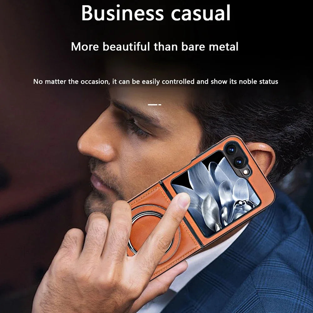 EliteShield - Magnetic Leather Flip Case