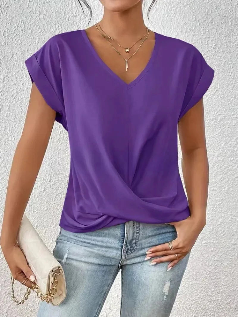 EleganzaWear - V-Neck Summer Tee