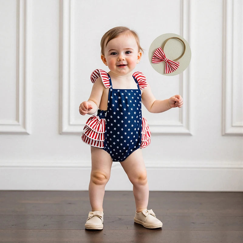 StarSpangle - Girls Patriotic Romper Set