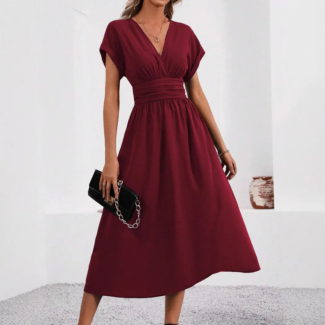 Solisse - Pleated V-Neck Dress