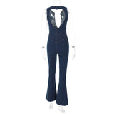 Slimhitch - Women's Slim Backless Denim Jumpsuit