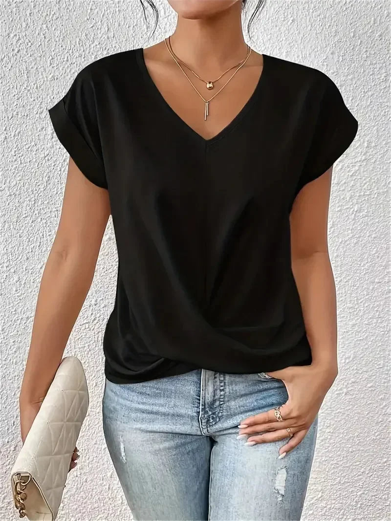 EleganzaWear - V-Neck Summer Tee